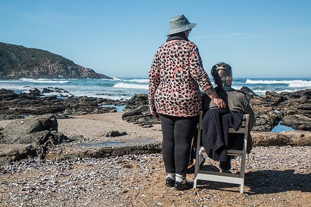 Elderley women on beach